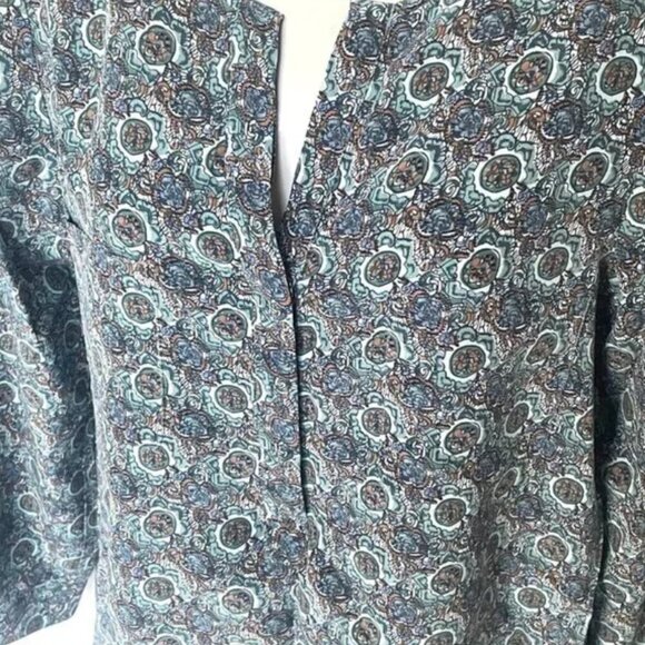Joie Silk Blouse Womens XS Blue Vneck Long Sleeve Floral Lightweight Top Relaxed - Picture 7 of 7
